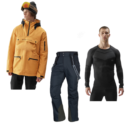 Veste de snowboard homme 4F M290 Orange + pantalon Northfinder + gilet 4F